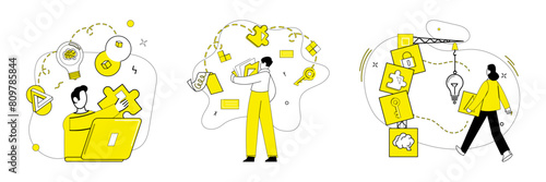 Creative solutions vector illustration. Creative solutions sprout from fertile soil strategic intelligence The creative solutions metaphor paints portrait business success and innovation