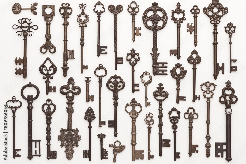 key isolated on white background retro set key isolated on white background retro set