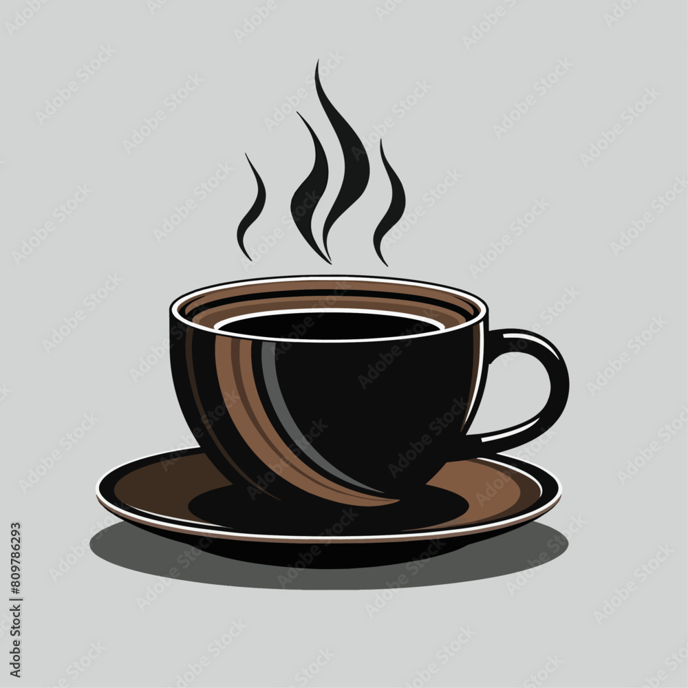 Obraz premium Hot Streaming Coffee Cup Illustration with Fully Editable Vector File
