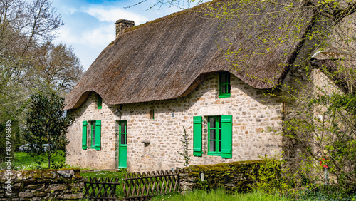 Kerhinet, Saint-Lyphard, Brittany, France: Thatched cottages in Briere Natural Park photo