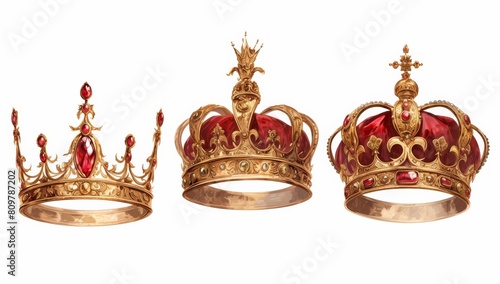 Royal crown gold isolated on white background photo