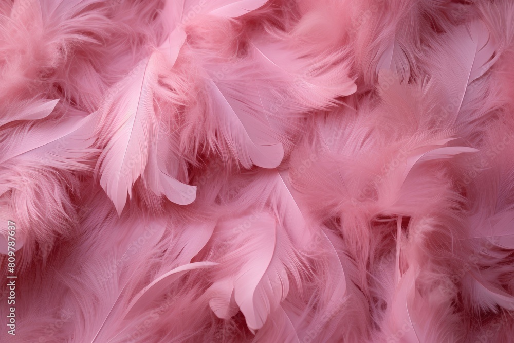 Close-up of delicate pink feathers creating a soft, fluffy texture Close-up of delicate pink feathers creating a soft, fluffy texture