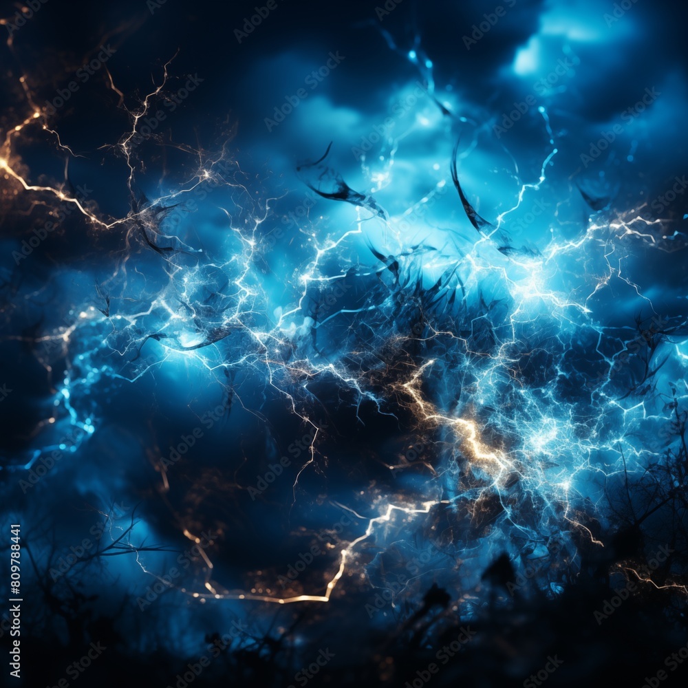 Obraz premium Dynamic Electric Plasma Art Illustrating a Vivid Lightning Storm