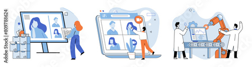 Online communication. Vector illustration. Reports shared via online platforms enable efficient dissemination information Online communication has transformed society by bridging geographical