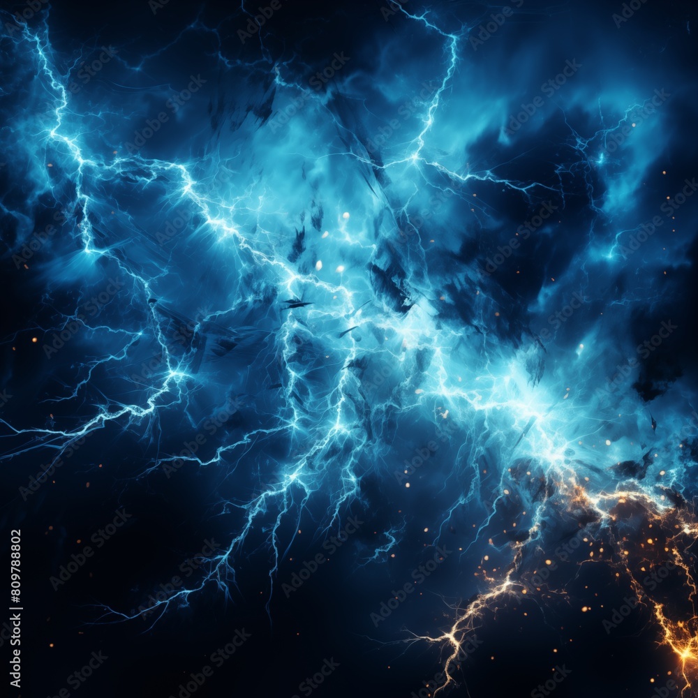 Abstract Illustration of Intense Blue Lightning Discharges in a Thunderstorm Abstract Illustration of Intense Blue Lightning Discharges in a Thunderstorm