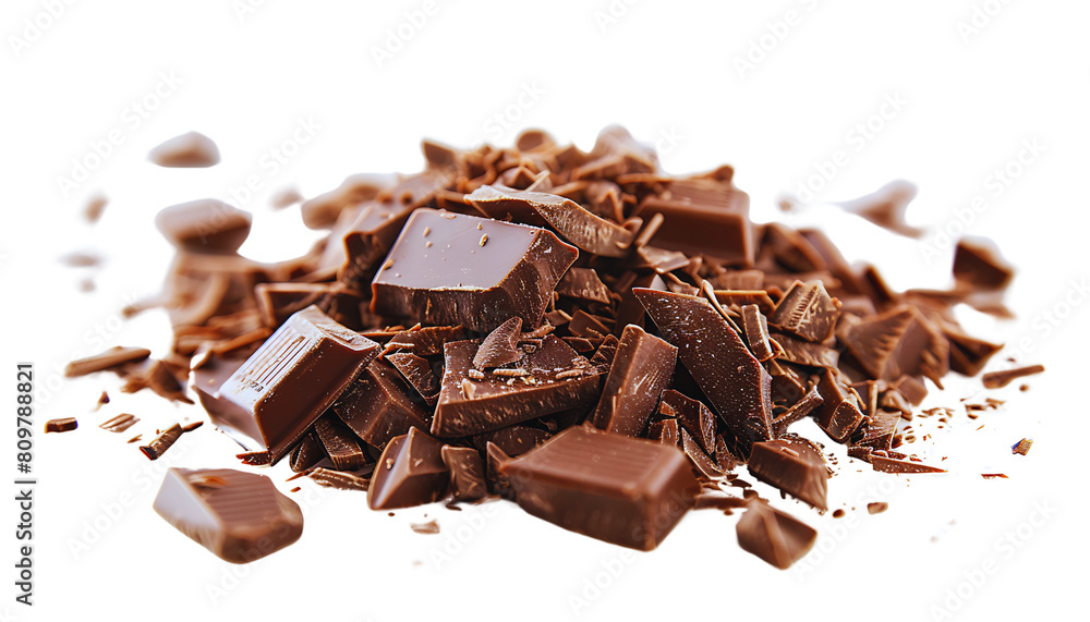 Perfect Stock Image of Chopped and Falling Milled Chocolate Isolated on White Perfect Stock Image of Chopped and Falling Milled Chocolate Isolated on White