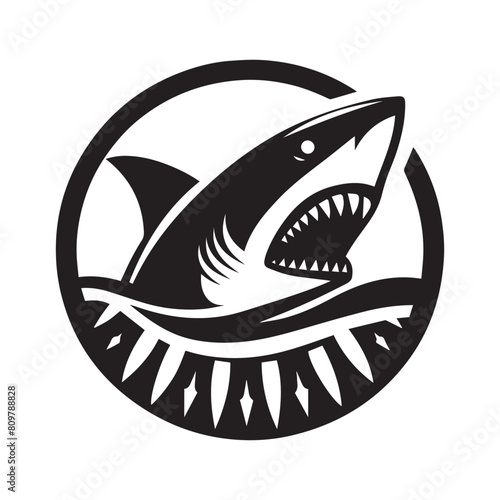 Shark , Shark black and white , Shark silhouette minimalist design