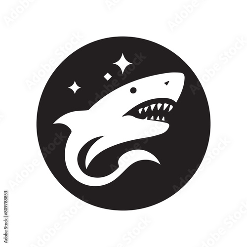 Shark , Shark black and white , Shark silhouette minimalist logo