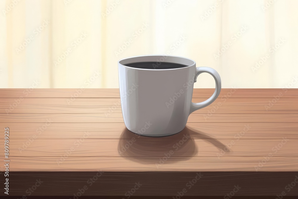 plain black coffee mug on an oak table plain black coffee mug on an oak table