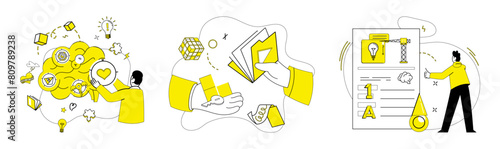 Creative solutions vector illustration. The intellectual realm thrives when businesses prioritize creative problem-solving Dive into sea improvement, riding waves innovative business strategies