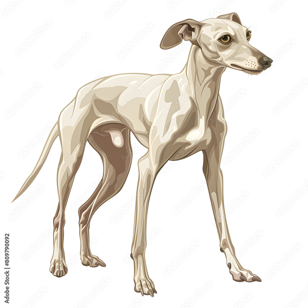 Clipart illustration of a italian greyhound dog breed on a white background. Suitable for crafting and digital design projects.[A-0003]