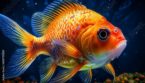 Fish poisson, poisson rouge, aquarium, eau, animal, or, isolé photo