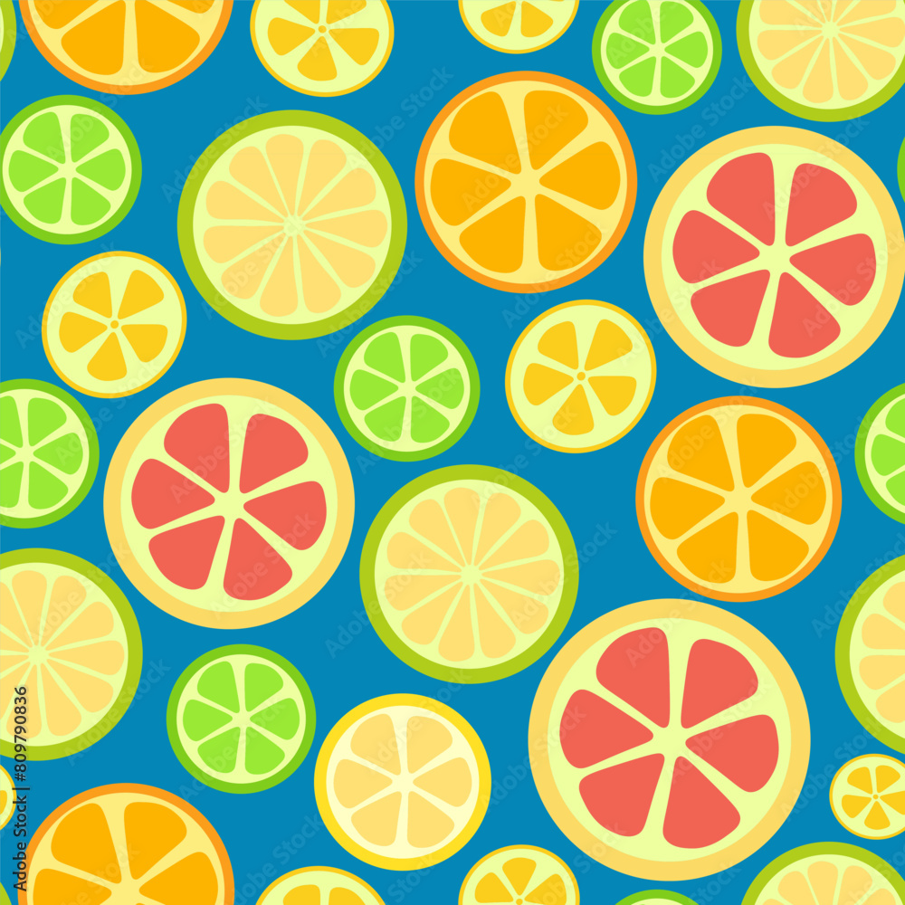 color isolated seamless pattern citrus fruits lemon in flat shape style in vector. template for backdrop textile wallpaper wrapping background print decor design