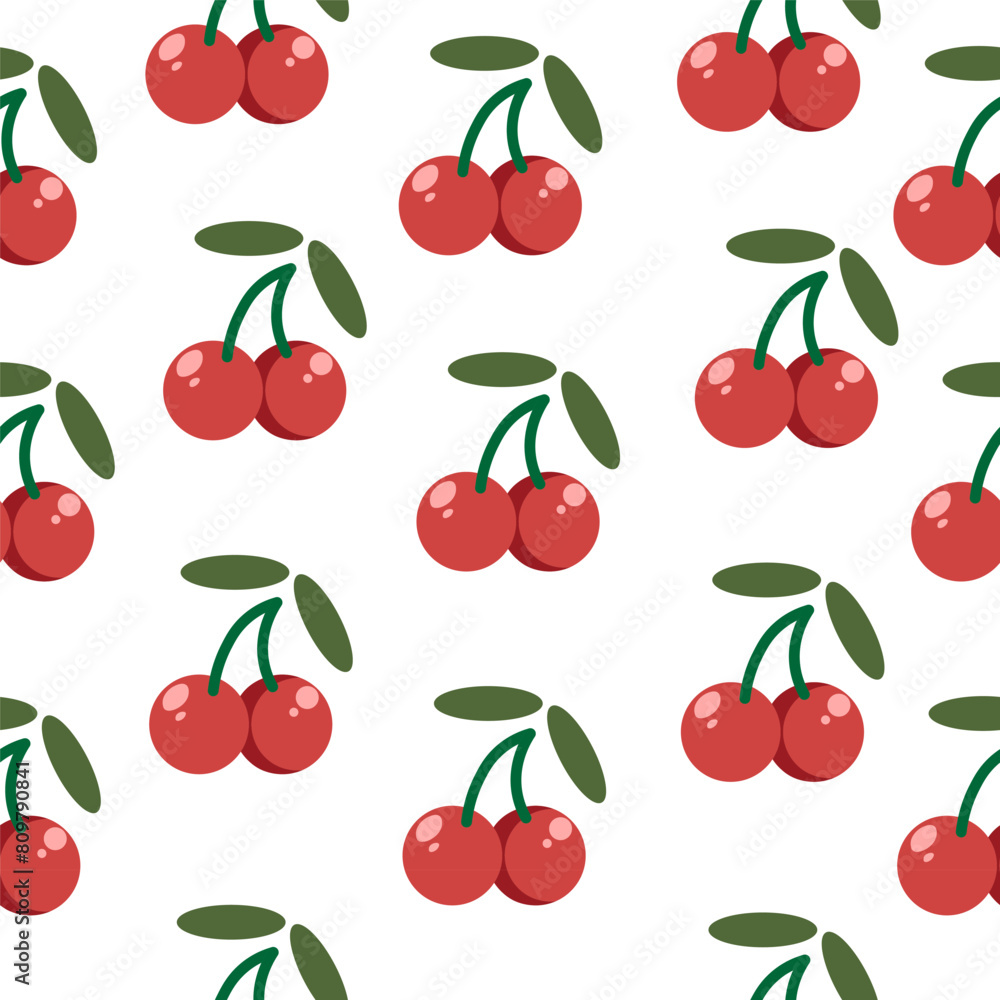 color isolated seamless pattern cherry in flat shape style in vector. template for backdrop textile wallpaper wrapping background print decor design color isolated seamless pattern cherry in flat shape style in vector. template for backdrop textile wallpaper wrapping background print decor design