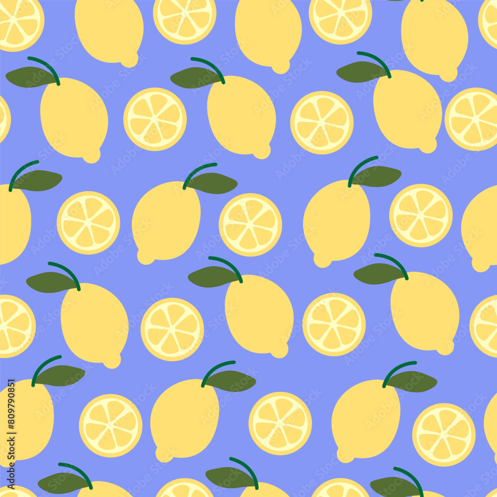 color isolated seamless pattern citrus fruits lemon in flat shape style in vector. template for backdrop textile wallpaper wrapping background print decor design color isolated seamless pattern citrus fruits lemon in flat shape style in vector. template for backdrop textile wallpaper wrapping background print decor design