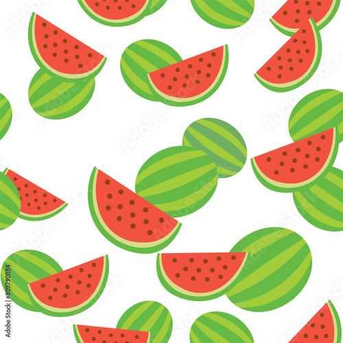 color isolated seamless pattern watermelon slice in flat shape style in vector. template for backdrop textile wallpaper wrapping background print decor design