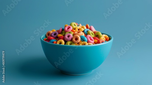 Rotating bowl of colorful breakfast cereal