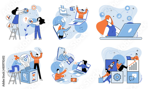 Team idea vector illustration. The team idea concept fosters culture collaborative thinking, creative exploration, and shared objectives Team spirit strengthens relationships, fosters mutual support