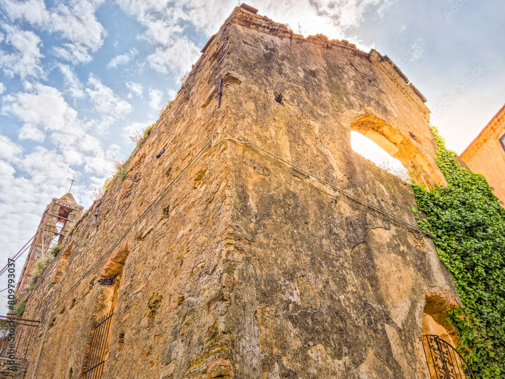 Abandoned church in the ghost town of Bussana Vecchia, Italy