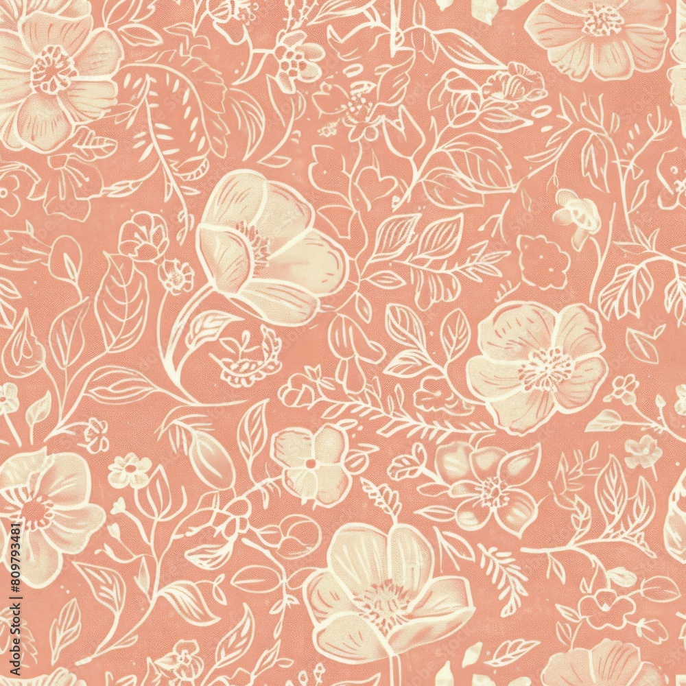 Elegant Peach Floral Pattern for Stylish Fabric Design Elegant Peach Floral Pattern for Stylish Fabric Design