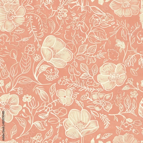 Wallpaper Mural Elegant Peach Floral Pattern for Stylish Fabric Design Torontodigital.ca