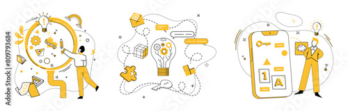 Creative solutions vector illustration. Success in business requires ability to generate and implement unusual ideas The intellectual landscape thrives when businesses invest in pursuit creative