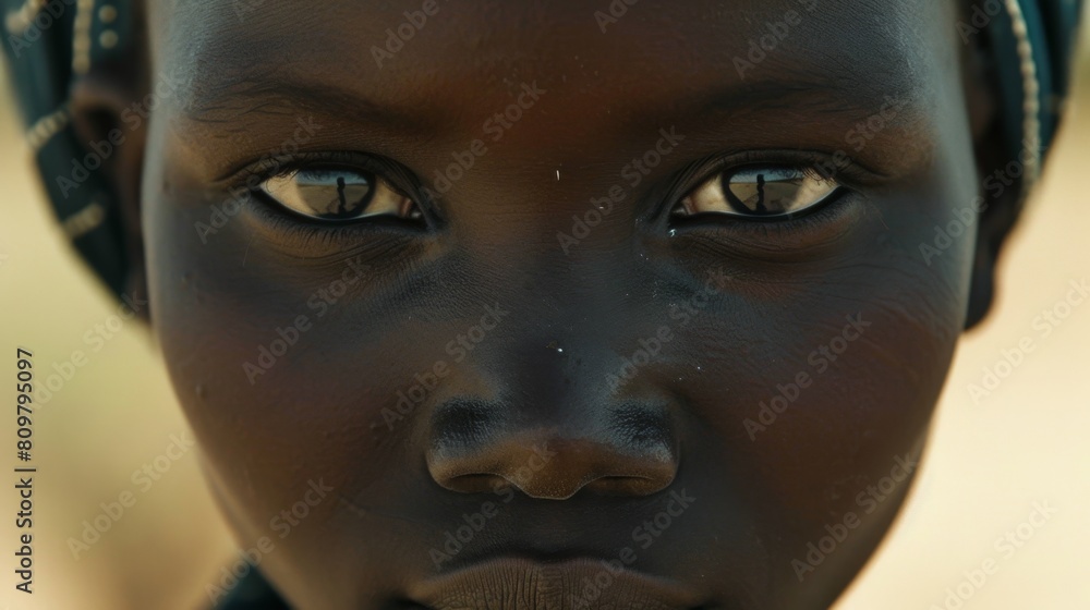 Intense Portrait of a Young African Child with Captivating Eyes Intense Portrait of a Young African Child with Captivating Eyes