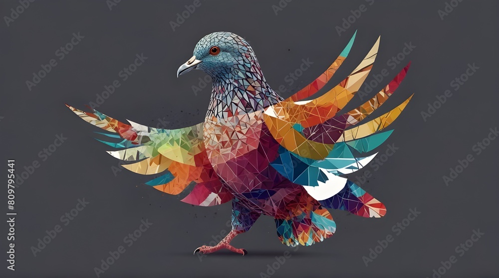 Obraz premium Animal symbols concept Abstract dove or pigeon made.generative.ai