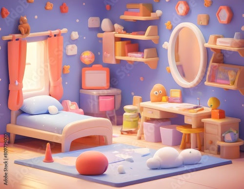 Wallpaper Mural Cartoon-Inspired Room: A Colorful 3D Rendered Kid's Space  Torontodigital.ca