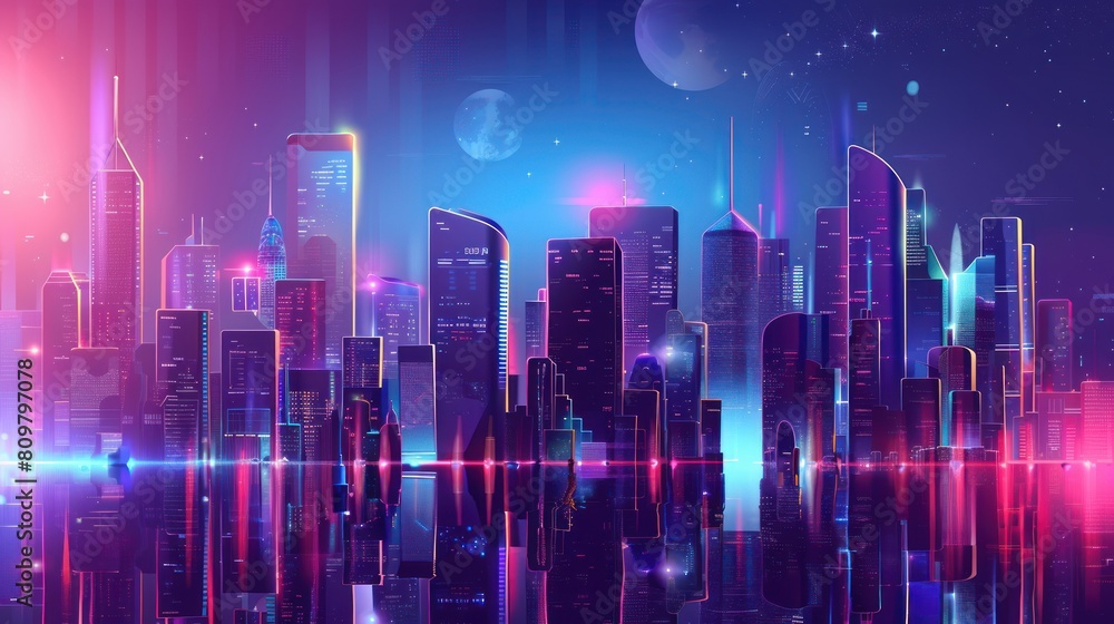Banner smart city dot point connect with gradient line, connection technology metaverse concept AI generated Banner smart city dot point connect with gradient line, connection technology metaverse concept AI generated