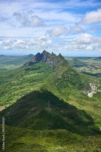 Aerial view of Mauritius island from the top of the mountain  Africa