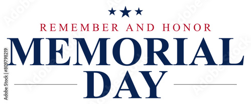 Happy Memorial Day Calligraphy brush text banner with transparent background