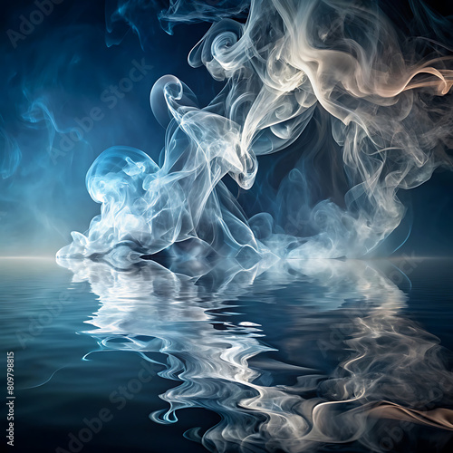 White wavy smoke on black background 