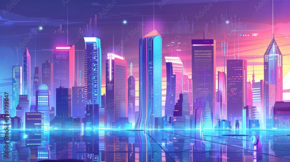 Banner smart city dot point connect with gradient line, connection technology metaverse concept AI generated Banner smart city dot point connect with gradient line, connection technology metaverse concept AI generated