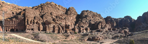 View at the Royal tombes at Petra on Jordan photo