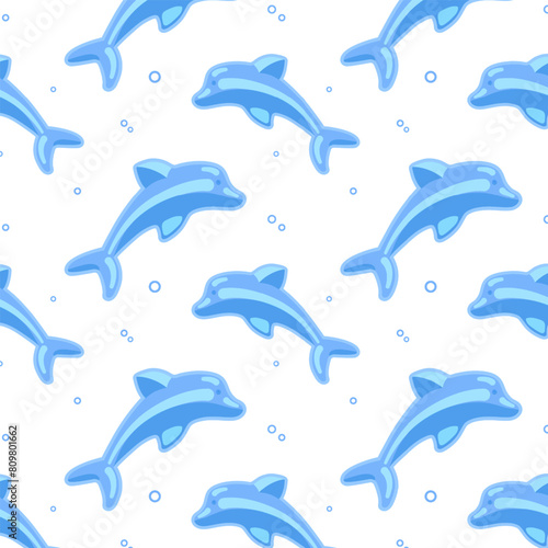Children seamless pattern with dolphins. Nautical theme. Vector illustration