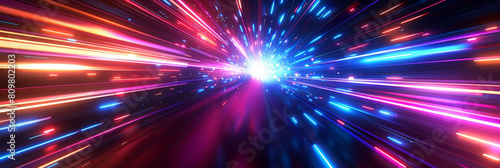 colorful light tunnel background. Neon futuristic flashes on black background. Colorful light exposure in a tunnel. abstract fast moving stripe lines Motion light lines backdrop