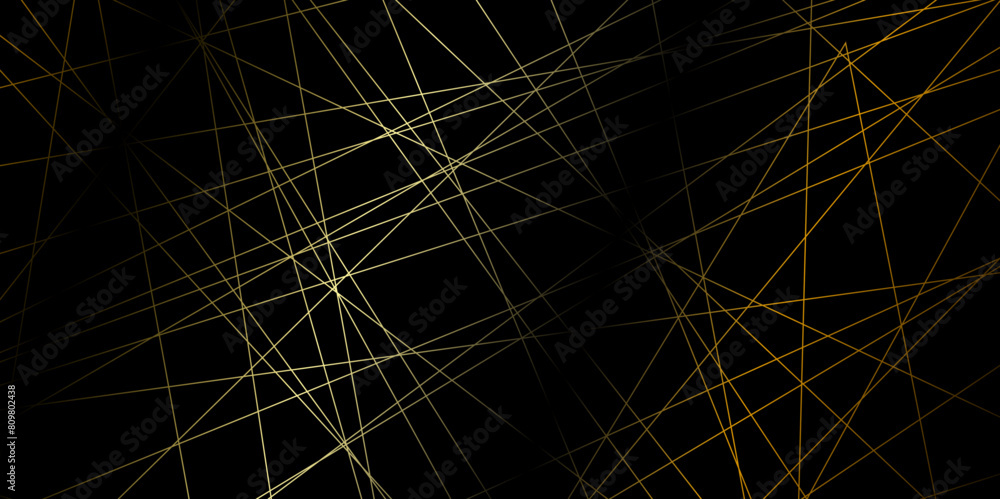 Seamless luxury geometric premium golden random chaotic scribble lines on transparent background.  Abstract black background colorful lines. Futuristic digital smoke motion backdrop technology texture