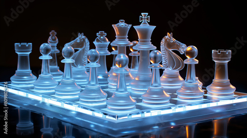 Chess. Modern chess set, space-themed chess set. Designed with luxury Simplicity Strategy planning photo