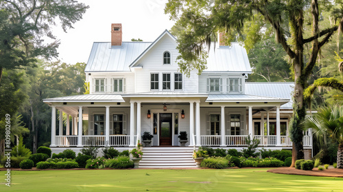 white house in the park. Timeless Elegance: Beautifully Designed Southern Home with Classic Features and Modern Touches - Inspiring Interior and Exterior Photography