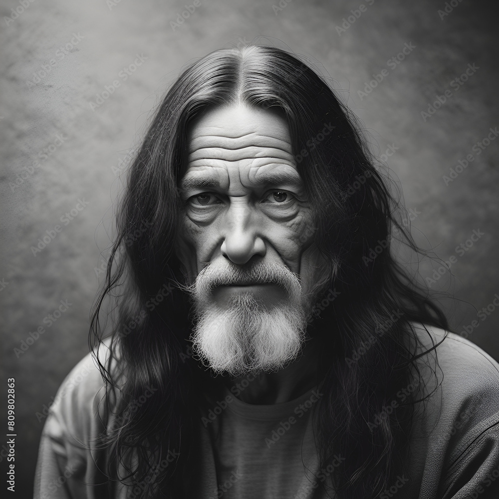 portrait of old man with black hair portrait of old man with black hair