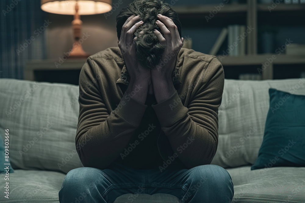 Man Holding Head, Facing Deep Trauma, Mental State, Depression, Anxiety Man Holding Head, Facing Deep Trauma, Mental State, Depression, Anxiety