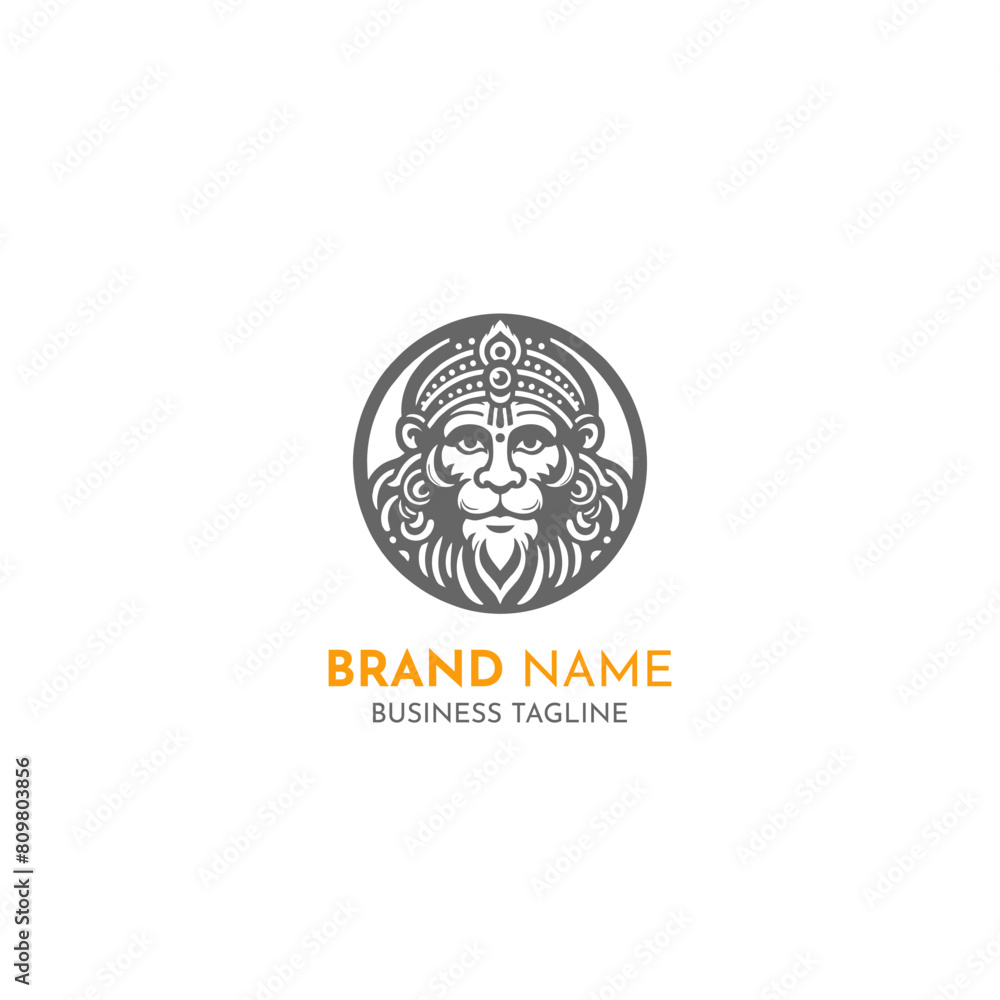 Obraz premium Lord Hanuman Logo with Powerful Expression