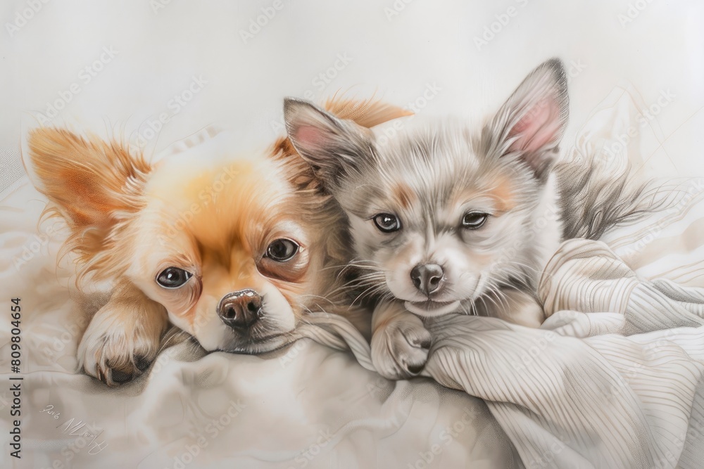 2 dogs and 2 cats happily relax together for a casual yet professional shoot in a minimalist, upscale studio. The background is a modern bright solid pastel beige. 8K with generative ai 2 dogs and 2 cats happily relax together for a casual yet professional shoot in a minimalist, upscale studio. The background is a modern bright solid pastel beige. 8K with generative ai