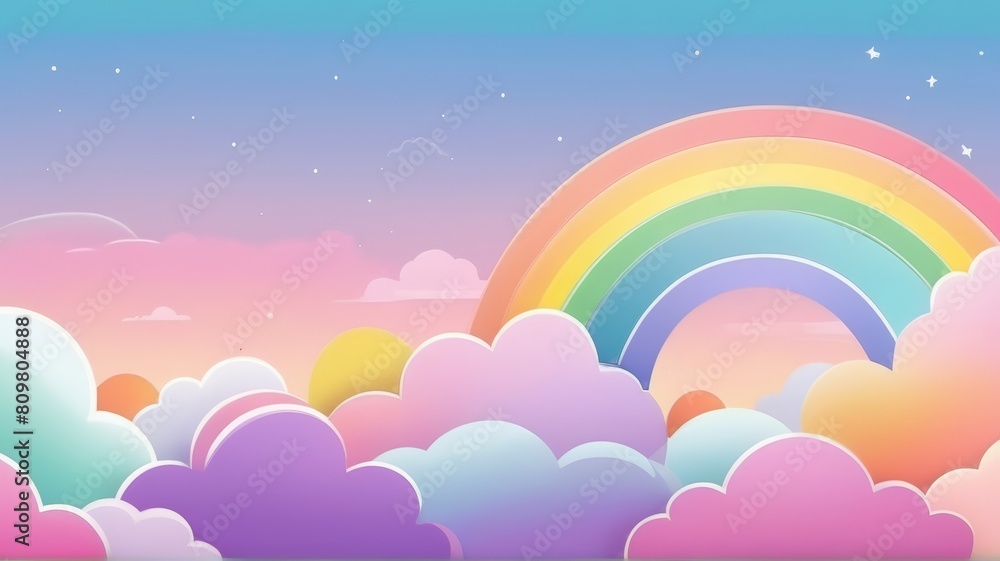 Colorful Rainbow Playground . Pastel Sky Art Suitable for Background