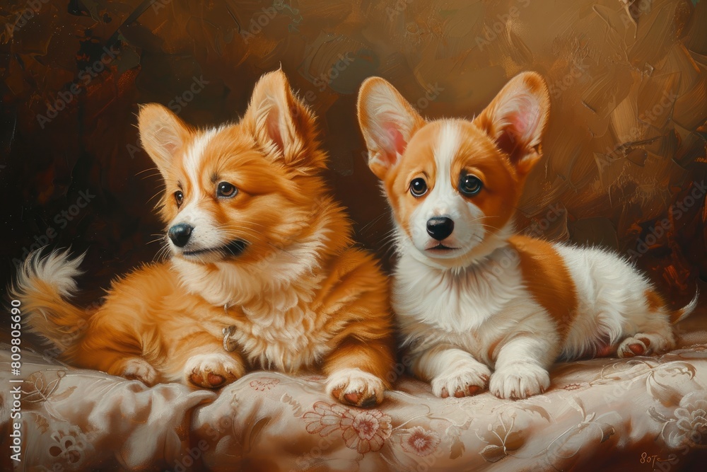 2 dogs and 2 cats happily relax together for a casual yet professional shoot in a minimalist, upscale studio. The background is a modern bright solid pastel beige. 8K with generative ai