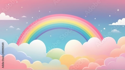 Gentle Pastel Rainbow . Soft Kawaii Design Suitable for Background