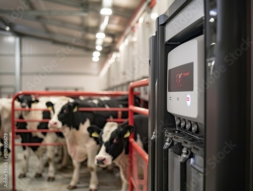 A self cleaning robotic milking system cares for a herd of cows, monitoring their health and optimizing milk production