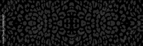 Banner, original cover design. Black background, marbled grunge texture, spots, leopard print. Geometric relief 3D pattern. Creative for modern creativity, design and decor.