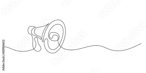 Continuous one line drawing of megaphone speaker for news and messenger promotion Vector Illustration,